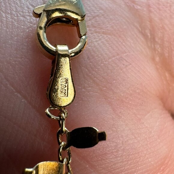 Gold Over Sterling Silver 925 Embellished Cable Link Chain Necklace Size 19'' - Picture 3 of 11